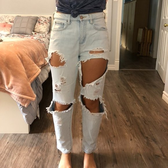 Garage Denim - Garage Distressed Mom Jeans